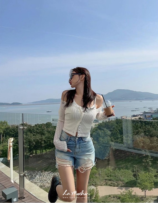 復古刷破牛仔短褲